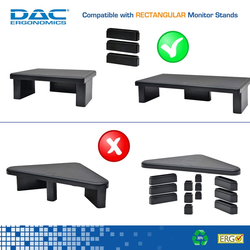 DAC Stax Leg Block Kit for Height-Adjustable Rectangular Monitor Stand, 3-Piece, Raise Monitor Riser by 1-1/4" - Image 3
